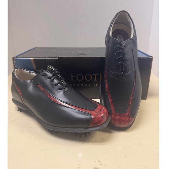 FootJoy Shoes - FootJoy Estate Collection Womens Golf Shoes Black Red Leather Spike 99383 Size 6